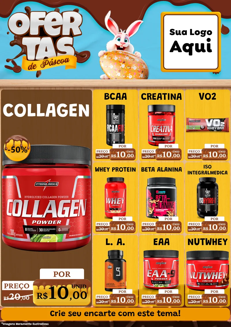 Modelo de Encarte para Encarte A4 Vertical com o tema Ofertas de Páscoa para Suplementos alimentares