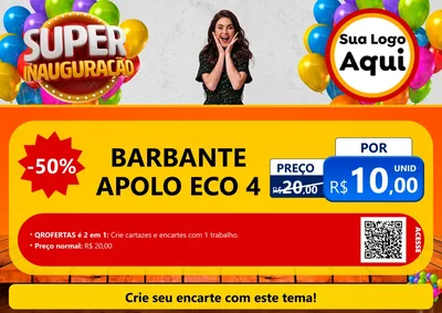 Modelo de Cartaz para Cartaz A4 Horizontal com o tema Super Inauguração para Armarinho e Aviamentos