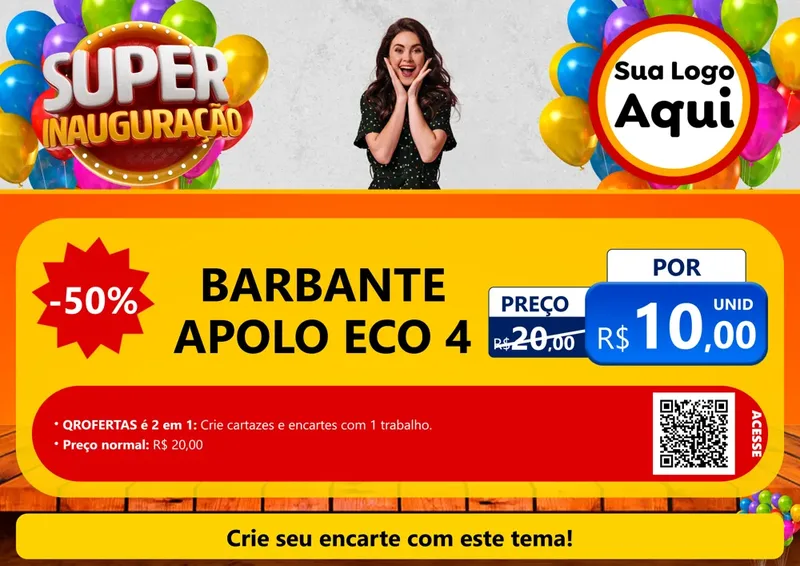 Modelo de Cartaz para Cartaz A4 Horizontal com o tema Super Inauguração para Armarinho e Aviamentos