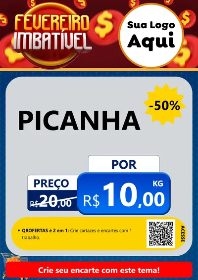 Modelo de Cartaz para Cartaz A4 Vertical com o tema Fevereiro Imbatível para Açougue