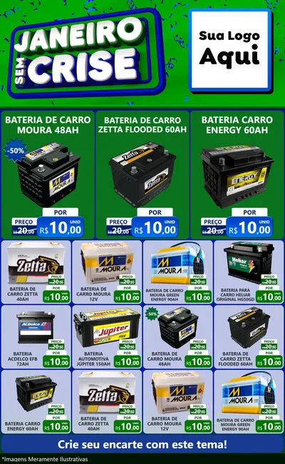 Modelo de Encarte para Encarte Grande com o tema Janeiro Sem Crise para Baterias Elétricas