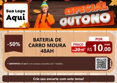 Modelo de Cartaz para Cartaz A4 Horizontal com o tema Especial Outono para Baterias Elétricas