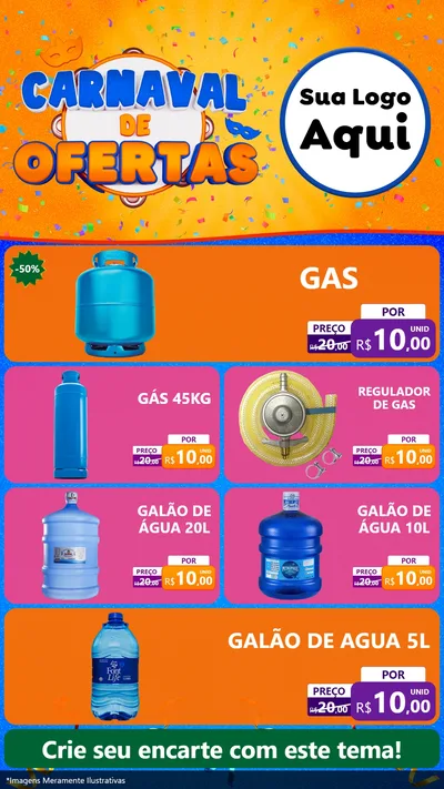 Modelo de TV para TV Vertical com o tema Carnaval de Ofertas para Água e gás