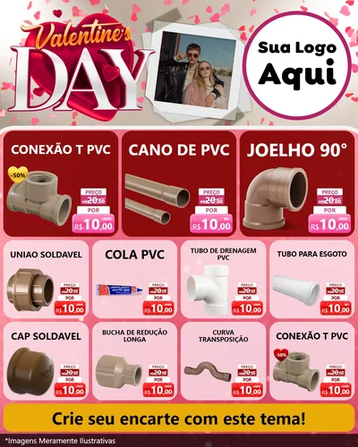 Modelo de Rede Social para Feed Instagram com o tema Valentine's Day para Tubos e conexões