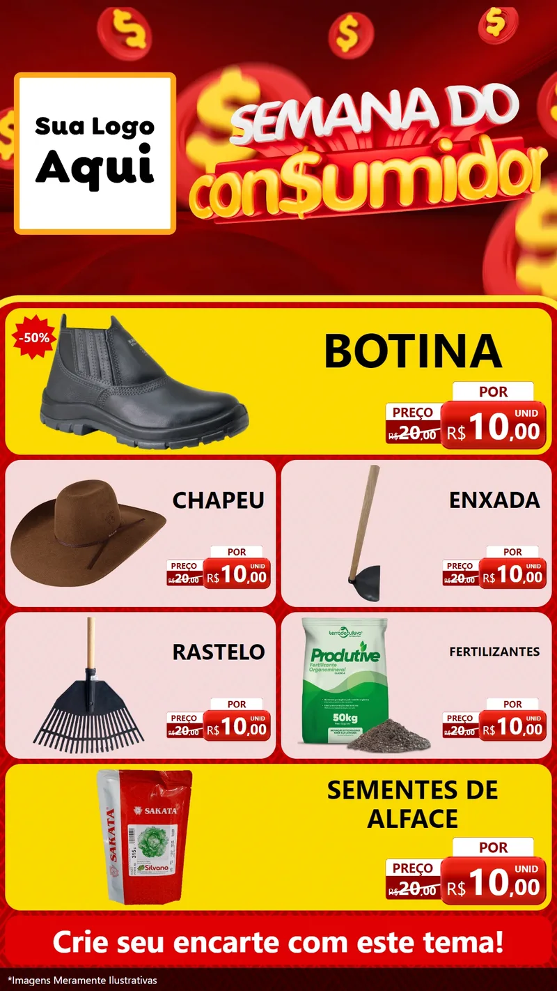 Modelo de TV para TV Vertical com o tema Semana do Consumidor para Agropecuária