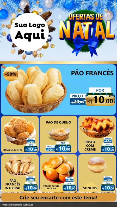 Modelo de Rede Social para Stories com o tema Ofertas de Natal para Padaria