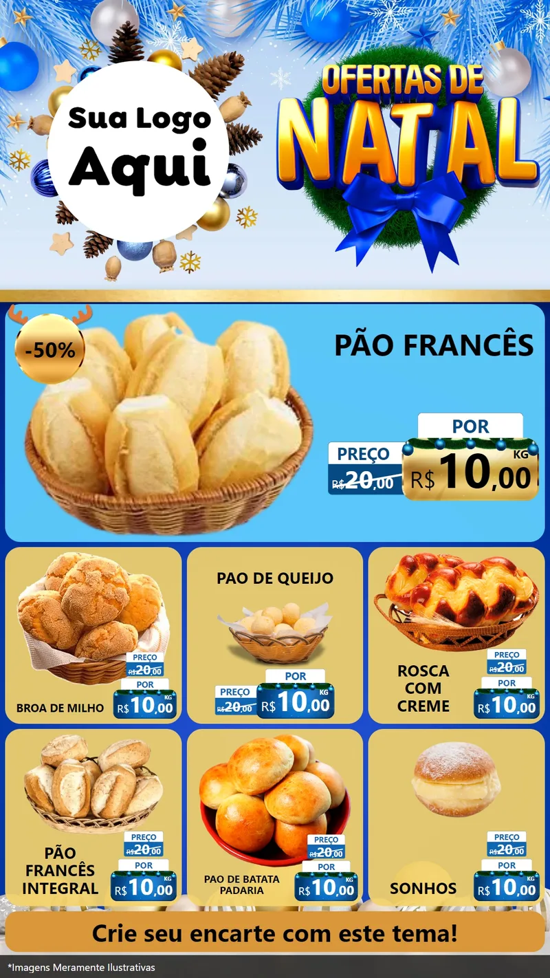 Modelo de Rede Social para Stories com o tema Ofertas de Natal para Padaria