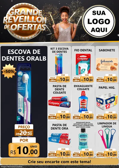 Modelo de Encarte para Encarte A4 Vertical com o tema Grande Réveillon de Ofertas para Higiene Pessoal