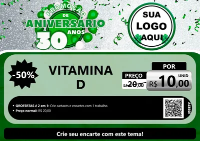 Modelo de Cartaz para Cartaz A4 Horizontal com o tema Promoção de Aniversário - 30 Anos para Farmácia