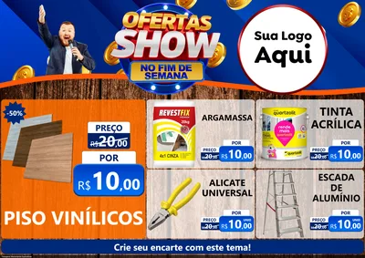 Modelo de Encarte para Encarte A4 Horizontal com o tema Ofertas Show No Fim De Semana para Material para Construção