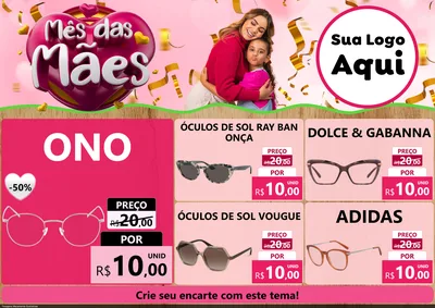 Modelo de Encarte para Encarte A4 Horizontal com o tema Mês das Mães para Óticas
