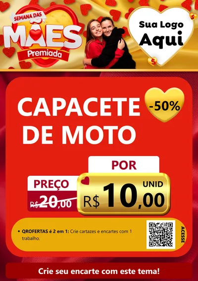 Modelo de Cartaz para Cartaz A4 Vertical com o tema Semana das Mães Premiada para Moto peças