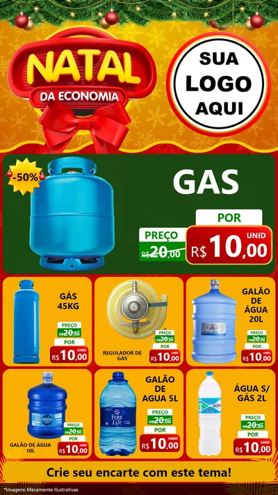 Modelo de Rede Social para Stories com o tema Natal da Economia para Água e gás
