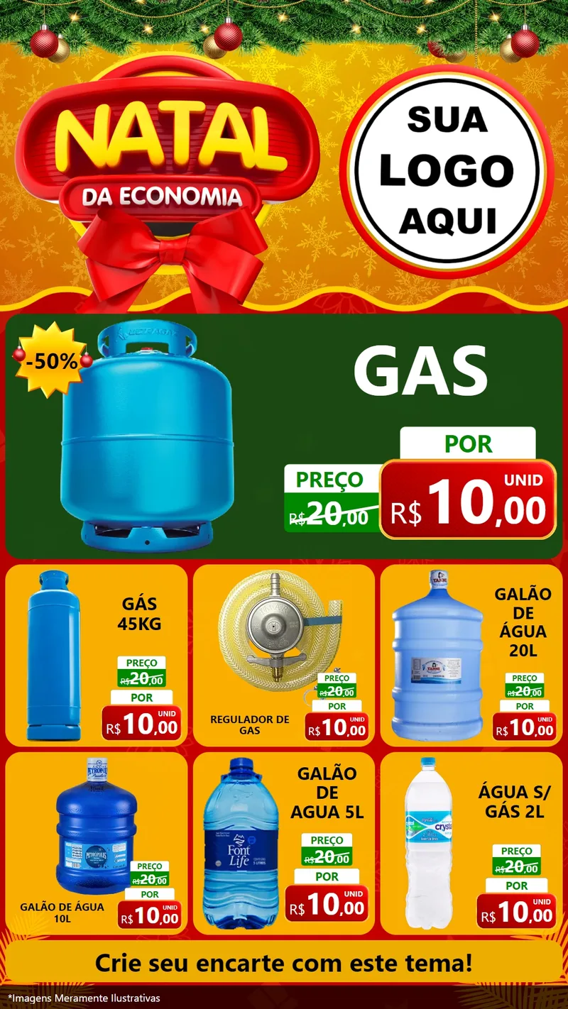 Modelo de Rede Social para Stories com o tema Natal da Economia para Água e gás