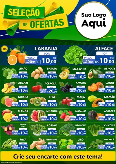Modelo de Encarte para Encarte A4 Vertical com o tema Seleção de Ofertas - Copa para Hortifrúti