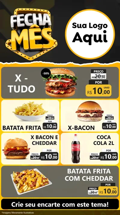 Modelo de TV para TV Vertical com o tema Fecha Mês para Hamburgueria