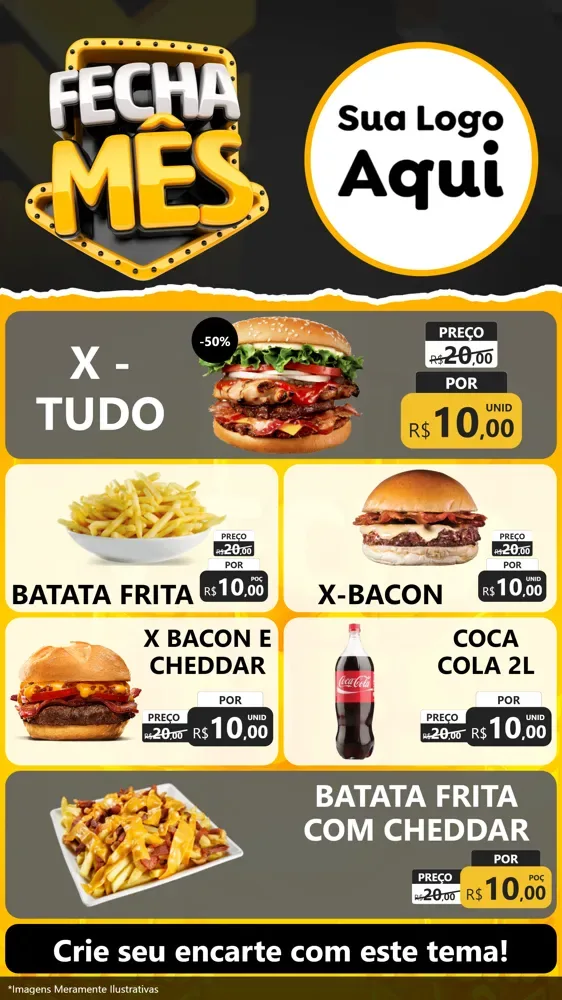 Modelo de TV para TV Vertical com o tema Fecha Mês para Hamburgueria