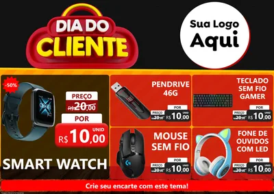 Modelo de Encarte para Encarte A4 Horizontal com o tema Dia do Cliente para Informática