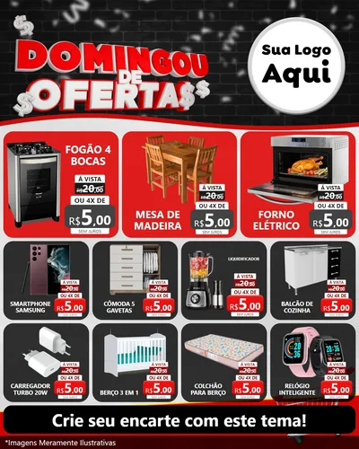 Modelo de Rede Social para Feed Instagram com o tema Domingou de Ofertas para Móveis e Eletro