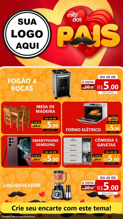 Modelo de TV para TV Vertical com o tema Mês Dos Pais para Móveis e Eletro