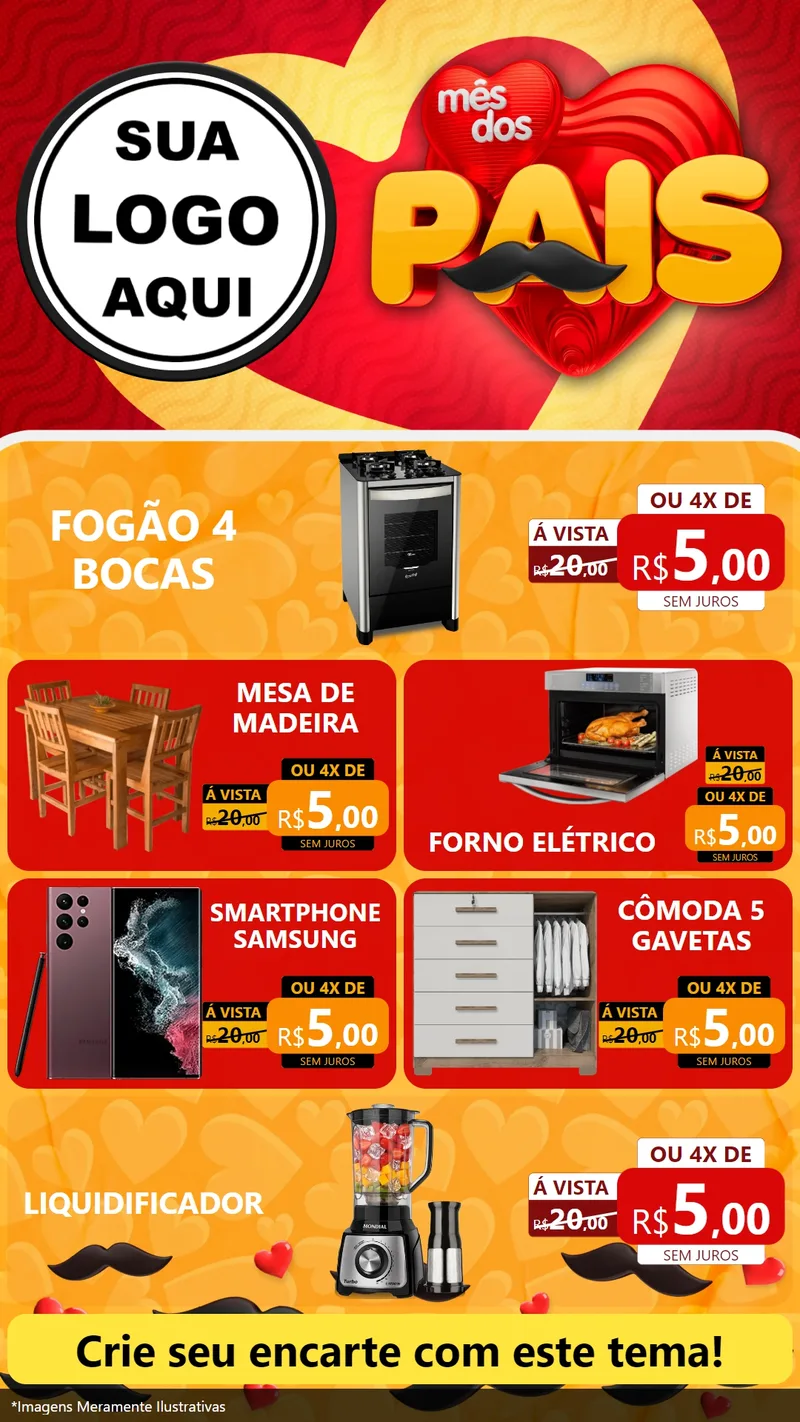 Modelo de TV para TV Vertical com o tema Mês Dos Pais para Móveis e Eletro
