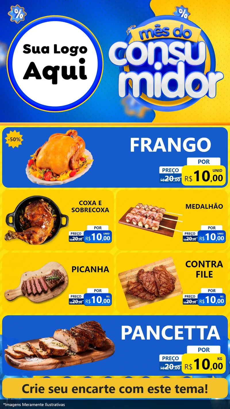 Modelo de TV para TV Vertical com o tema Mês do Consumidor para Assados