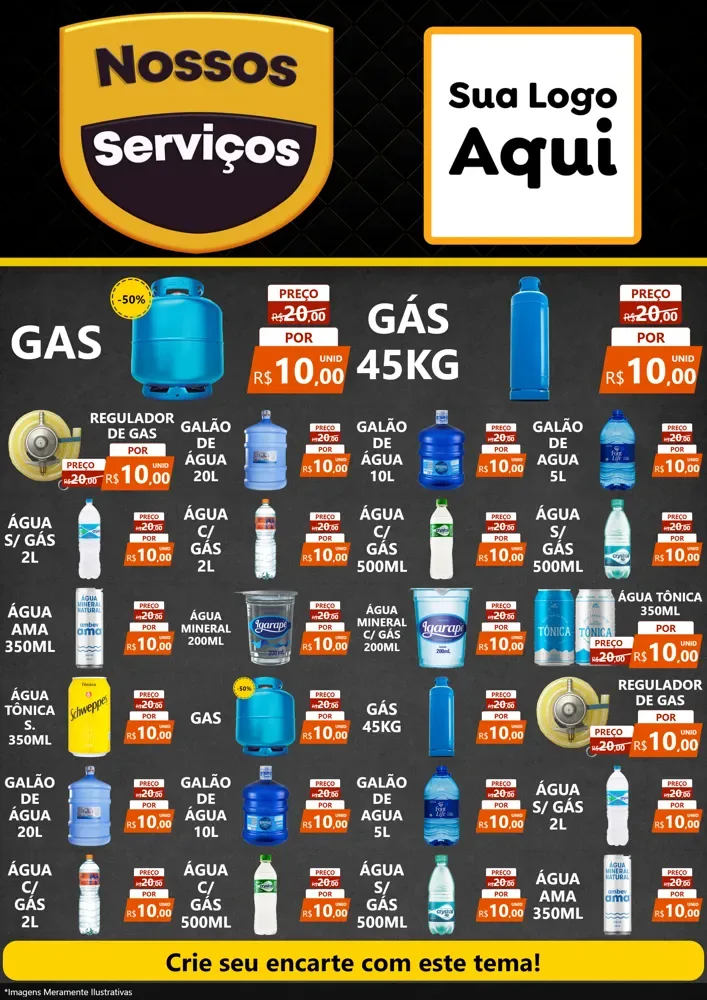 Modelo de Encarte para Encarte A4 Vertical com o tema Nossos Serviços para Água e gás