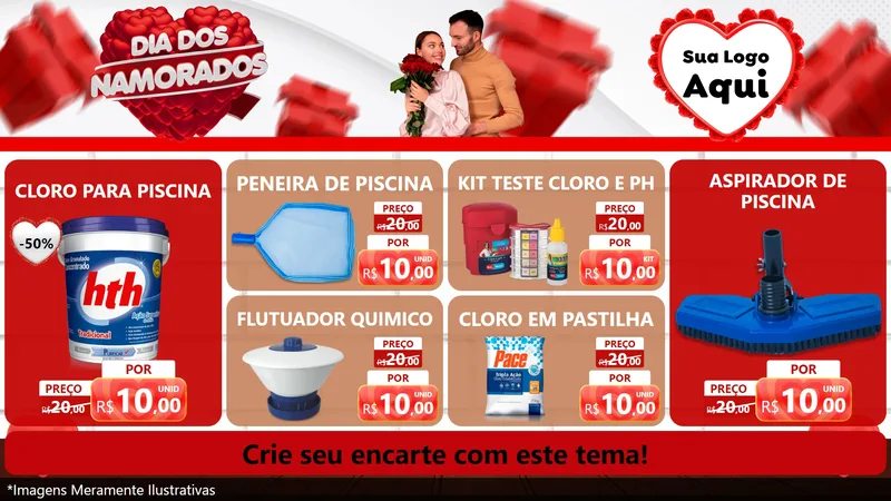 Modelo de TV para TV Horizontal com o tema Dia dos Namorados para Produtos para Piscina