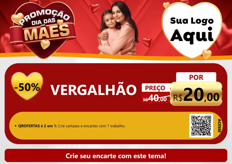 Modelo de Cartaz para Cartaz A4 Horizontal com o tema Promoção Dia das Mães para Ferragens