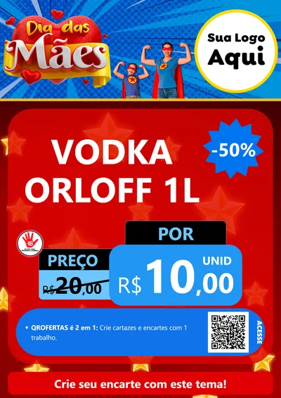 Modelo de Cartaz para Cartaz A4 Vertical com o tema Dia das Mães para Distribuidora de bebidas