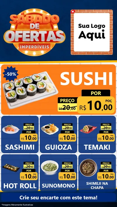 Modelo de Rede Social para Stories com o tema Sábado de Ofertas Imperdíveis para Comida japonesa