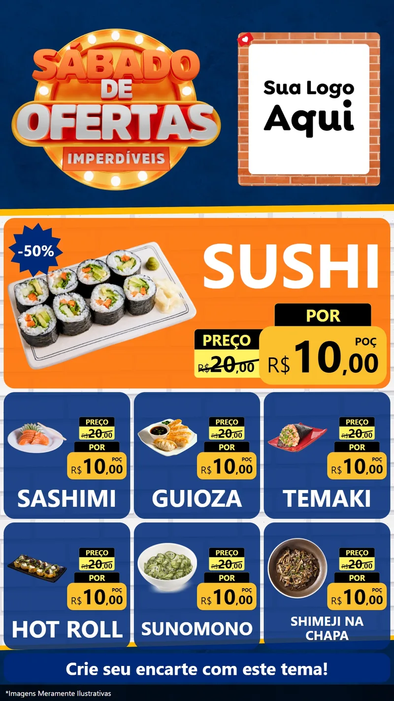 Modelo de Rede Social para Stories com o tema Sábado de Ofertas Imperdíveis para Comida japonesa