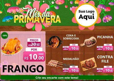 Modelo de Encarte para Encarte A4 Horizontal com o tema Mês da Primavera para Assados