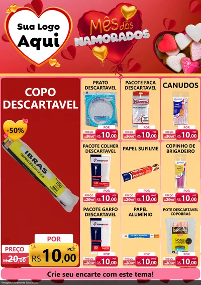 Modelo de Encarte para Encarte A4 Vertical com o tema Mês dos Namorados para Embalagens