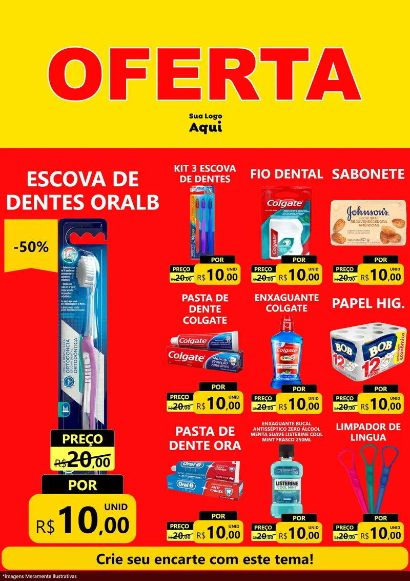 Modelo de Encarte para Encarte A4 Vertical com o tema OFERTA - Vermelho Cartaz para Higiene Pessoal