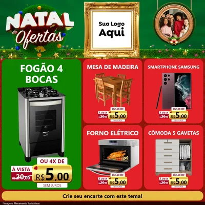 Modelo de Rede Social para Feed Facebook com o tema Natal de Ofertas para Móveis e Eletro