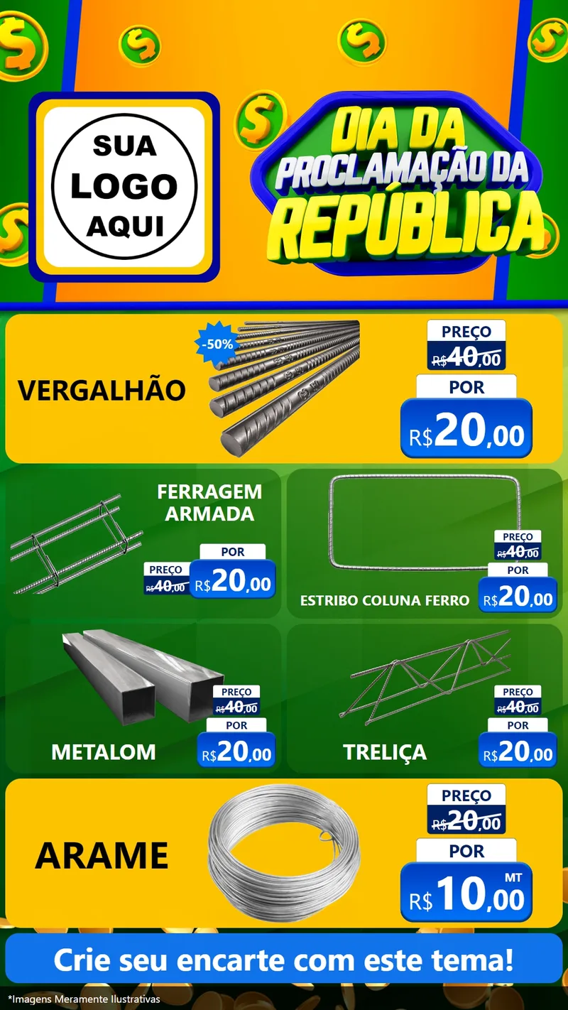 Modelo de TV para TV Vertical com o tema Dia Da Proclamação da República para Ferragens