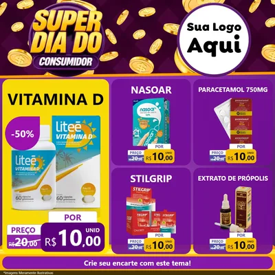 Modelo de Rede Social para Feed Facebook com o tema Super Dia do Consumidor para Farmácia