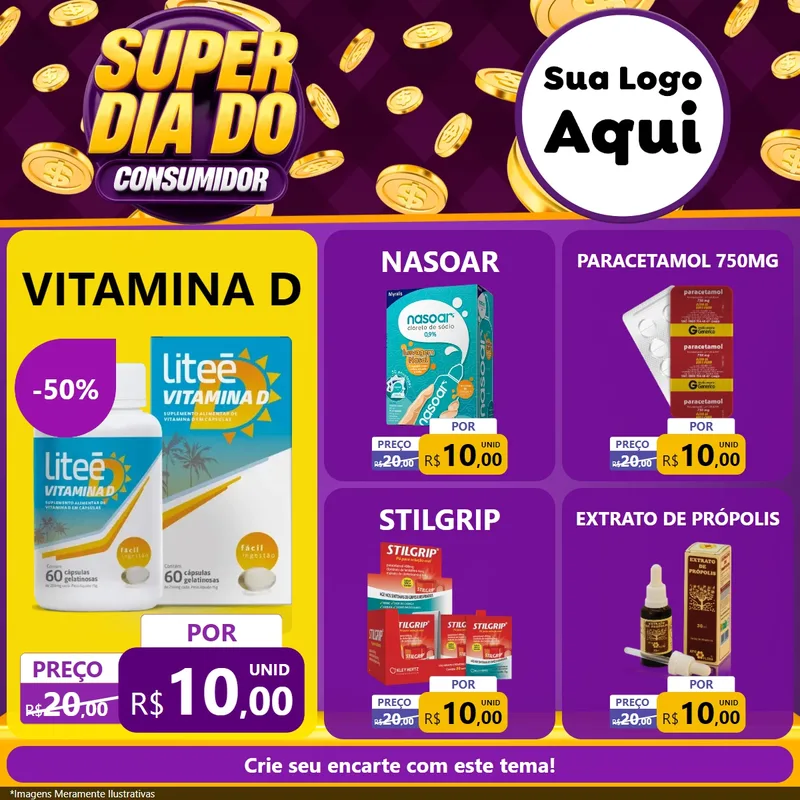 Modelo de Rede Social para Feed Facebook com o tema Super Dia do Consumidor para Farmácia