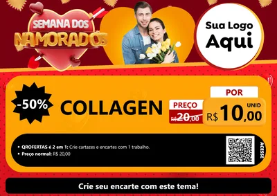 Modelo de Cartaz para Cartaz A4 Horizontal com o tema Semana dos Namorados para Suplementos alimentares