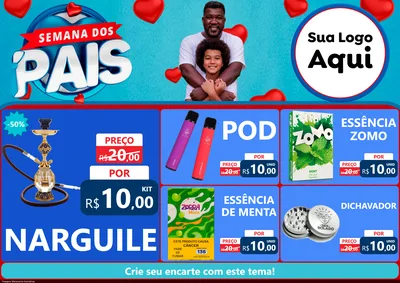 Modelo de Encarte para Encarte A4 Horizontal com o tema Semana Dos Pais para Tabacaria