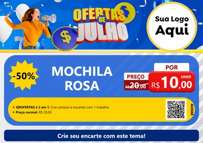 Modelo de Cartaz para Cartaz A4 Horizontal com o tema Ofertas de Julho para Papelaria