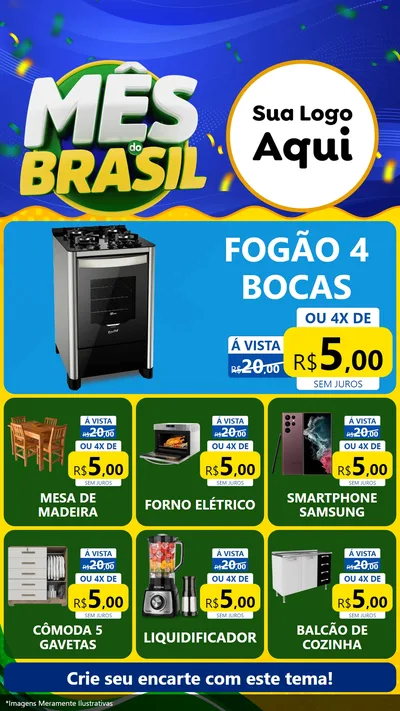 Modelo de Rede Social para Stories com o tema Mês do Brasil para Móveis e Eletro