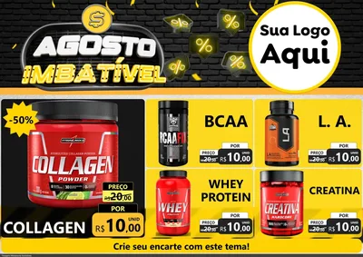 Modelo de Encarte para Encarte A4 Horizontal com o tema Agosto Imbatível para Suplementos alimentares
