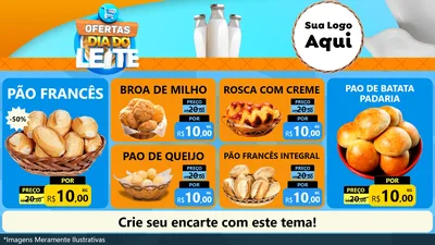 Modelo de TV para TV Horizontal com o tema Ofertas Dia do Leite para Padaria
