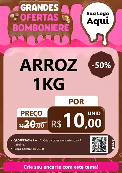 Modelo de Cartaz para Cartaz A4 Vertical com o tema Grandes Ofertas Bomboniere para Supermercado