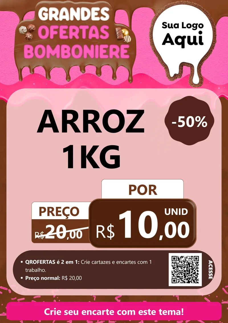 Modelo de Cartaz para Cartaz A4 Vertical com o tema Grandes Ofertas Bomboniere para Supermercado