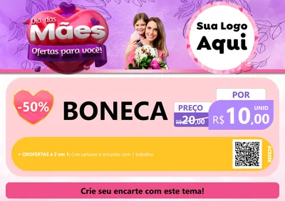 Modelo de Cartaz para Cartaz A4 Horizontal com o tema Dia das Mães Ofertas para Você! para Brinquedos