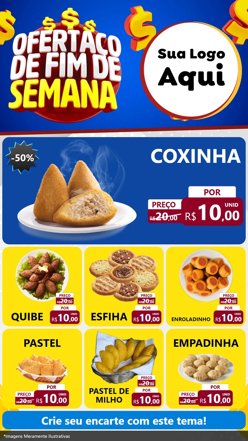 Modelo de Rede Social para Stories com o tema Ofertaço de Fim de Semana para Salgadaria