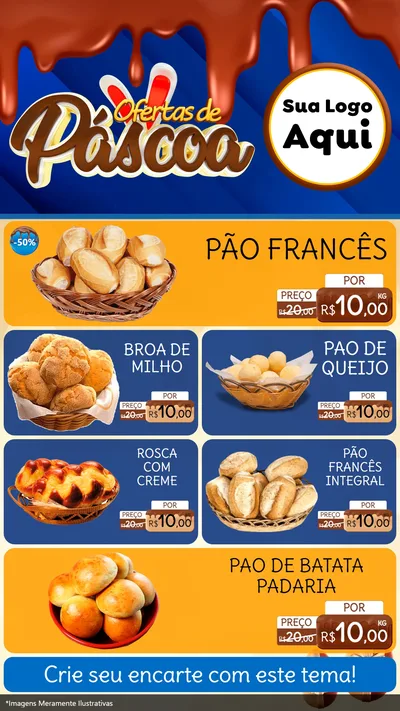 Modelo de TV para TV Vertical com o tema Ofertas de Páscoa para Padaria